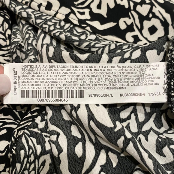 Zara Black white pattern tassel tie maxi skirt 16632 - Picture 12 of 15